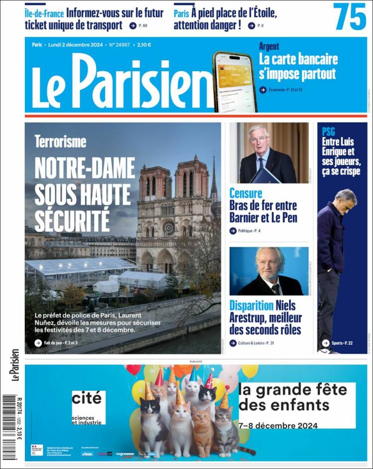 Portada de Le Parisien (Francia)