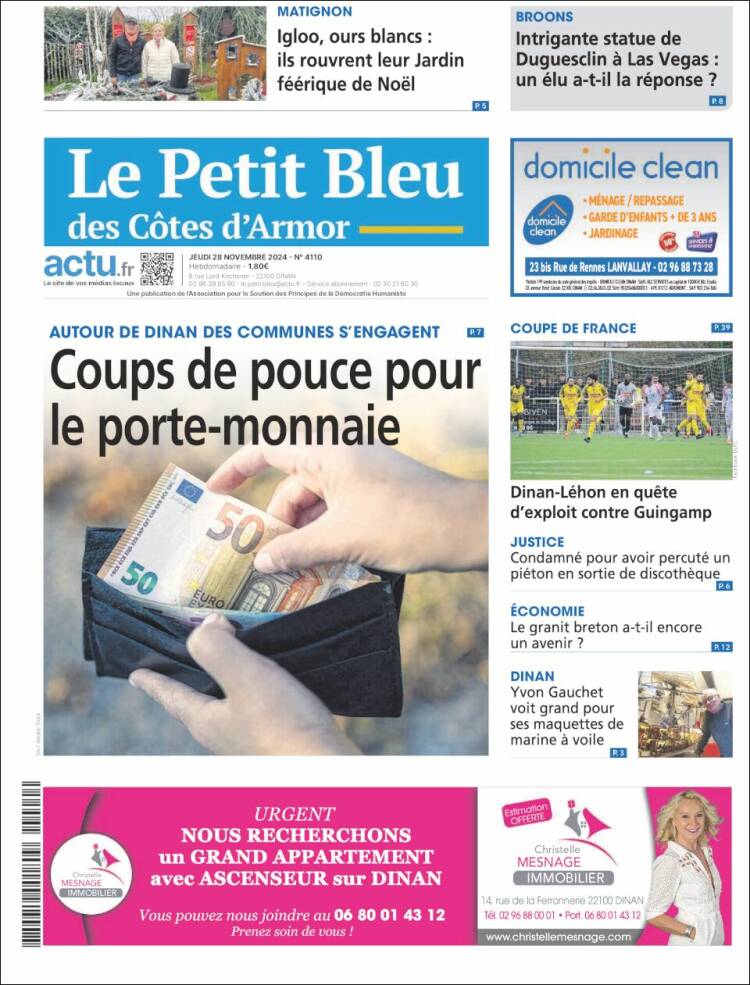 Portada de Le Petit Bleu (Francia)