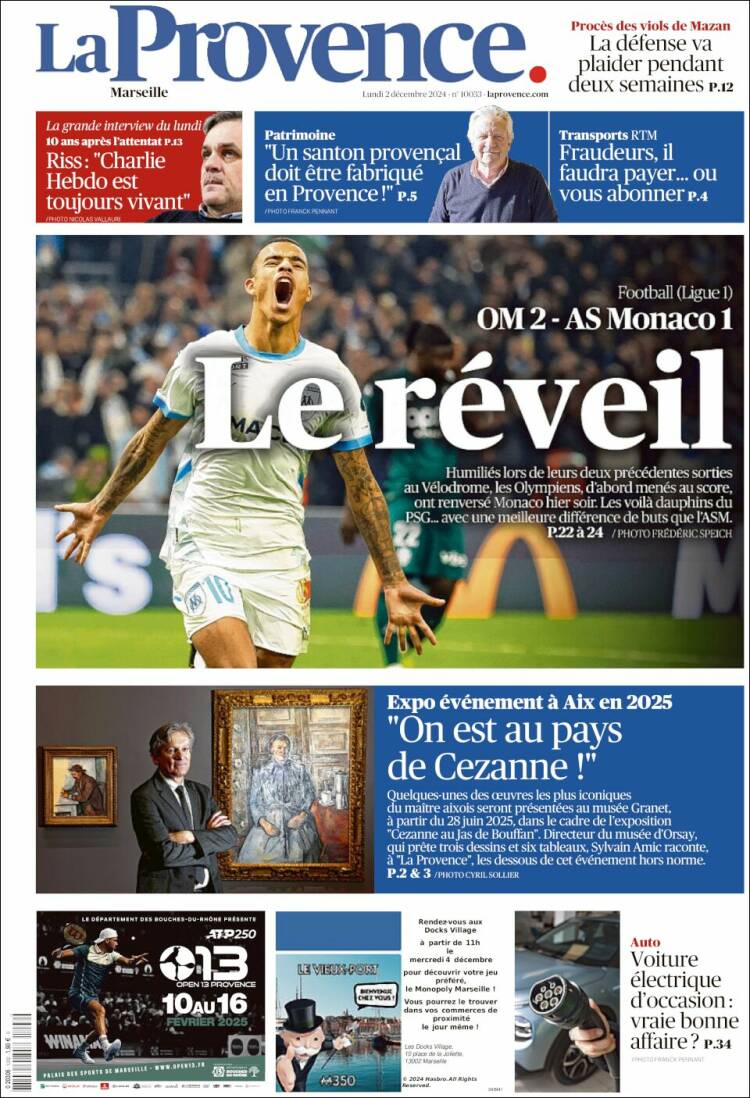 Portada de La Provence (Francia)