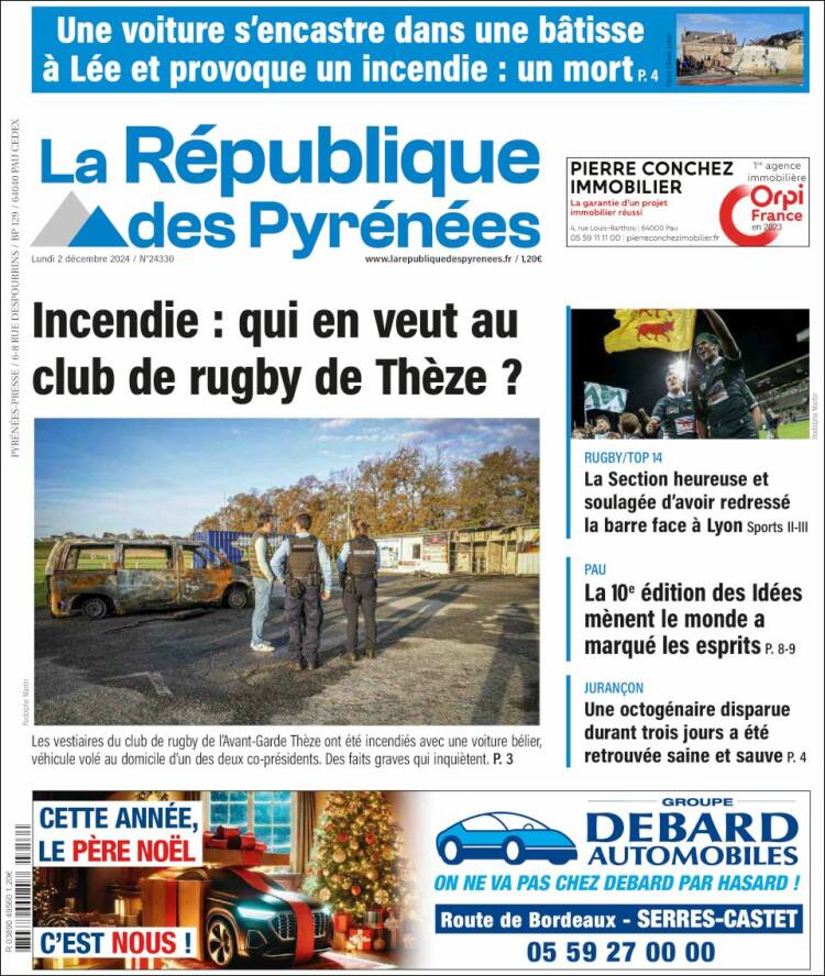 Portada de La République des Pyrénées (Francia)