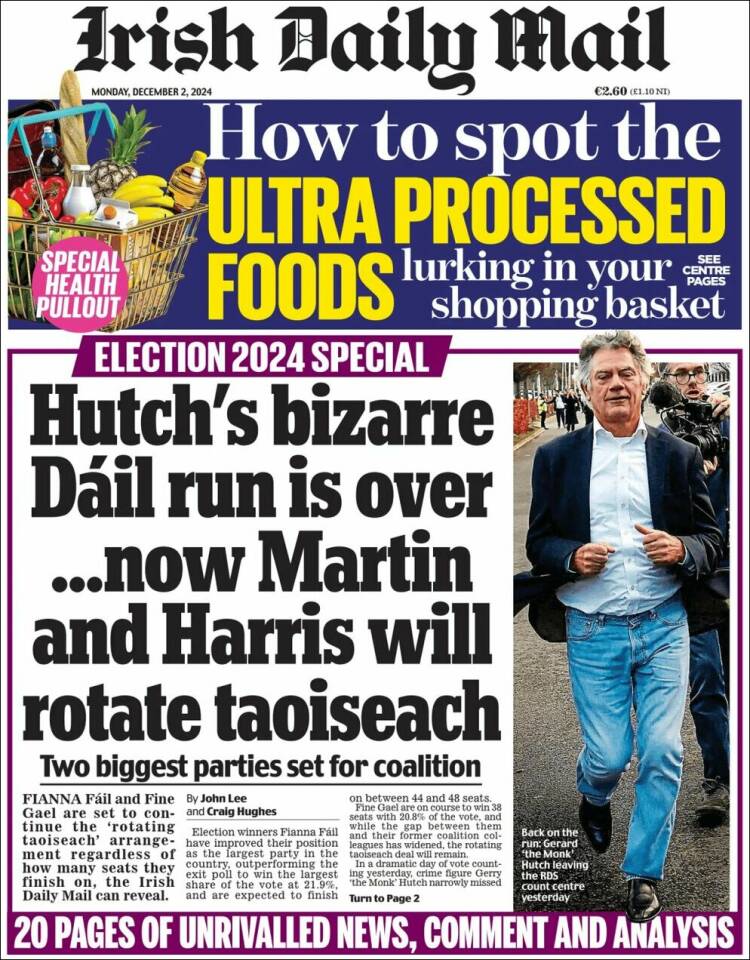 Portada de Irish Daily Mail (Irlanda)