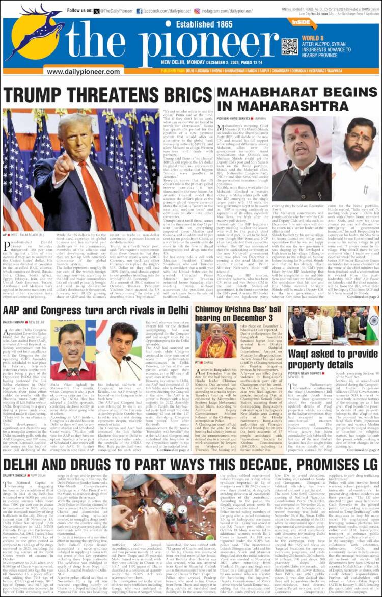 Portada de The Pioneer (India)