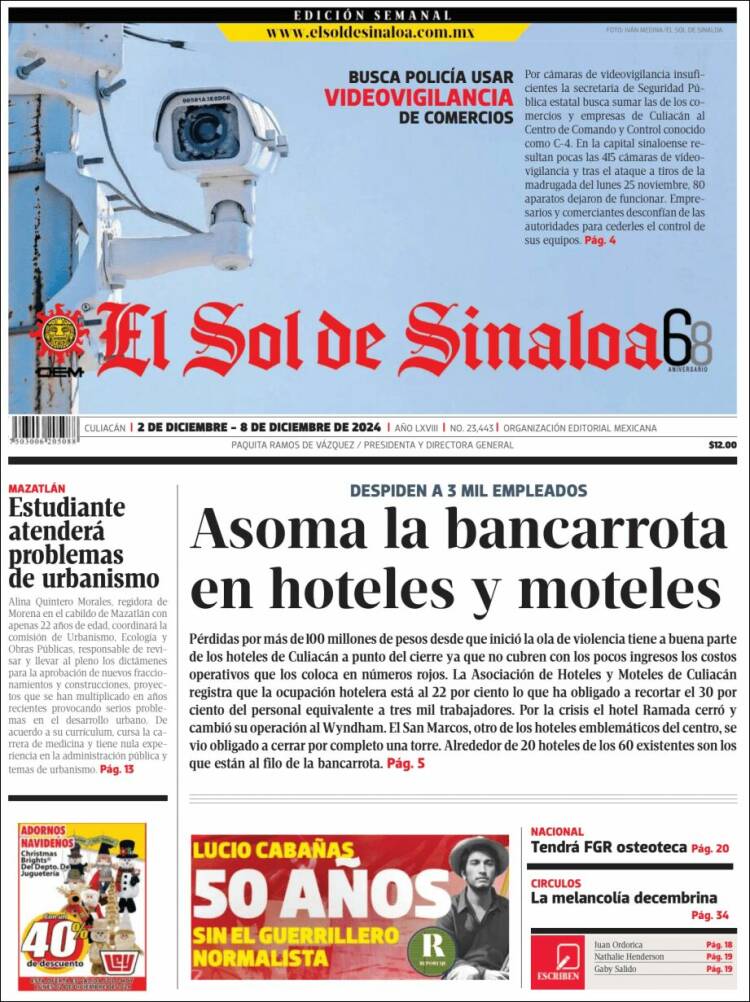 Portada de El Sol de Sinaloa (M&eacute;xico)
