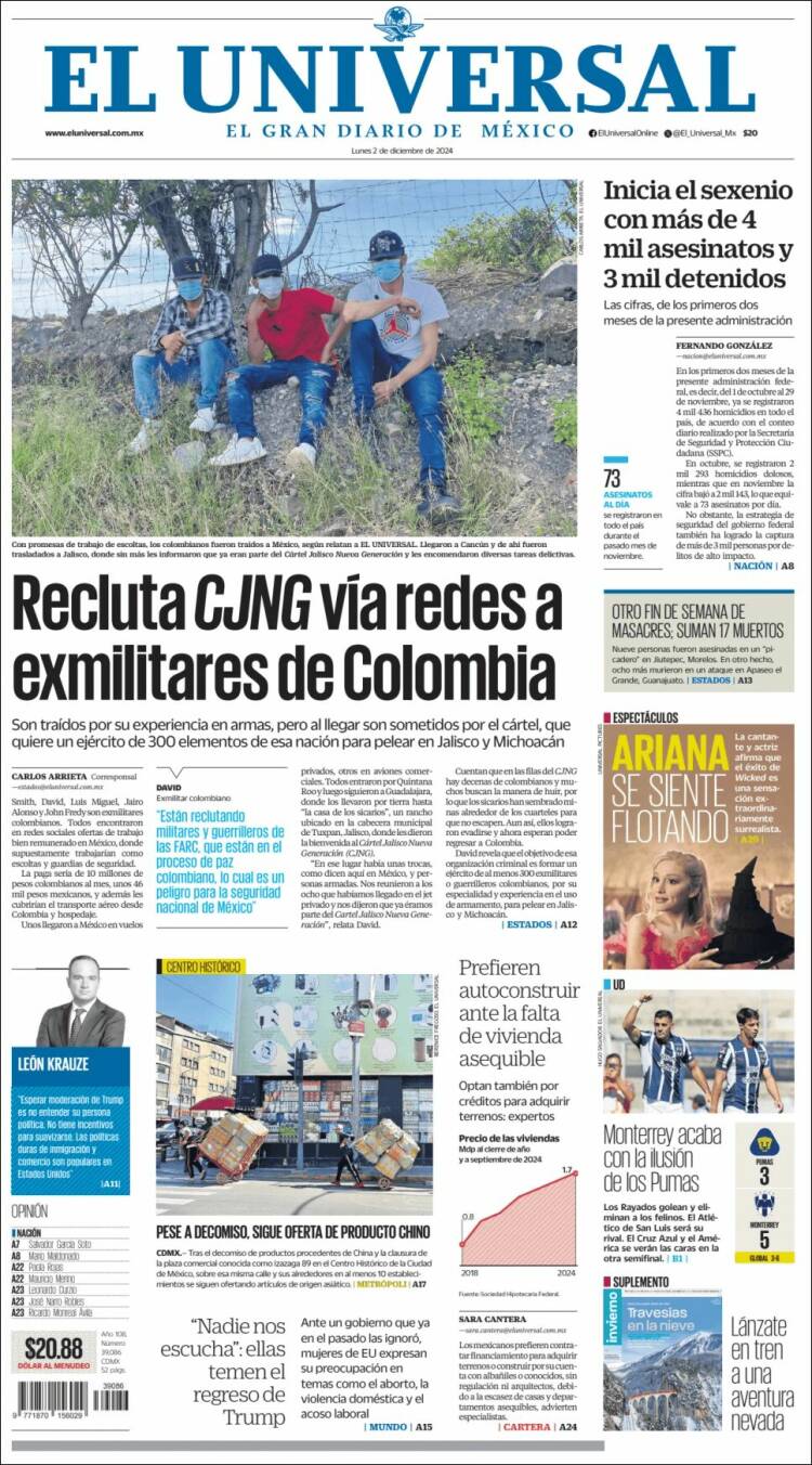 Portada de El Universal (M&eacute;xico)