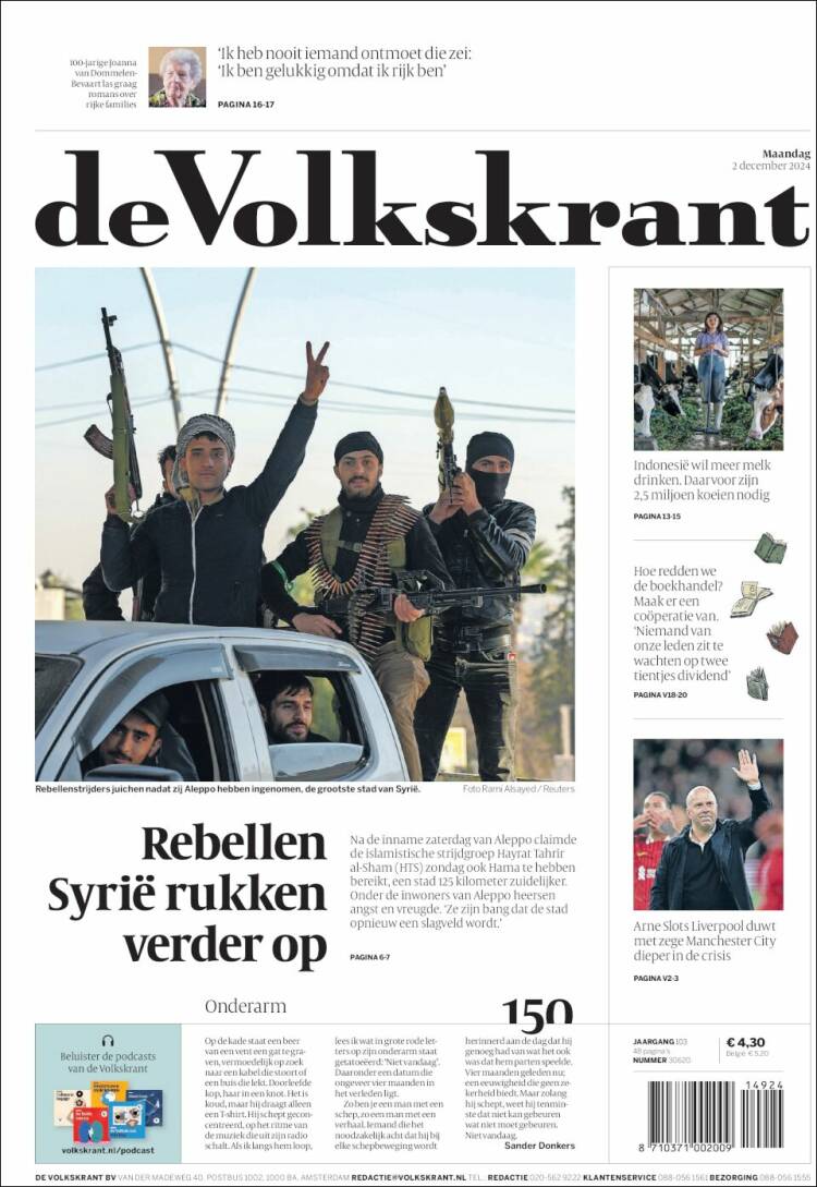 Portada de De Volkskrant (Pa&iacute;ses Bajos)