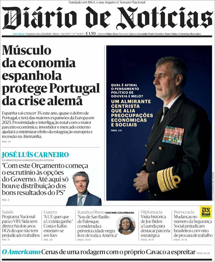 Portada de Diário de Noticias (Portugal)