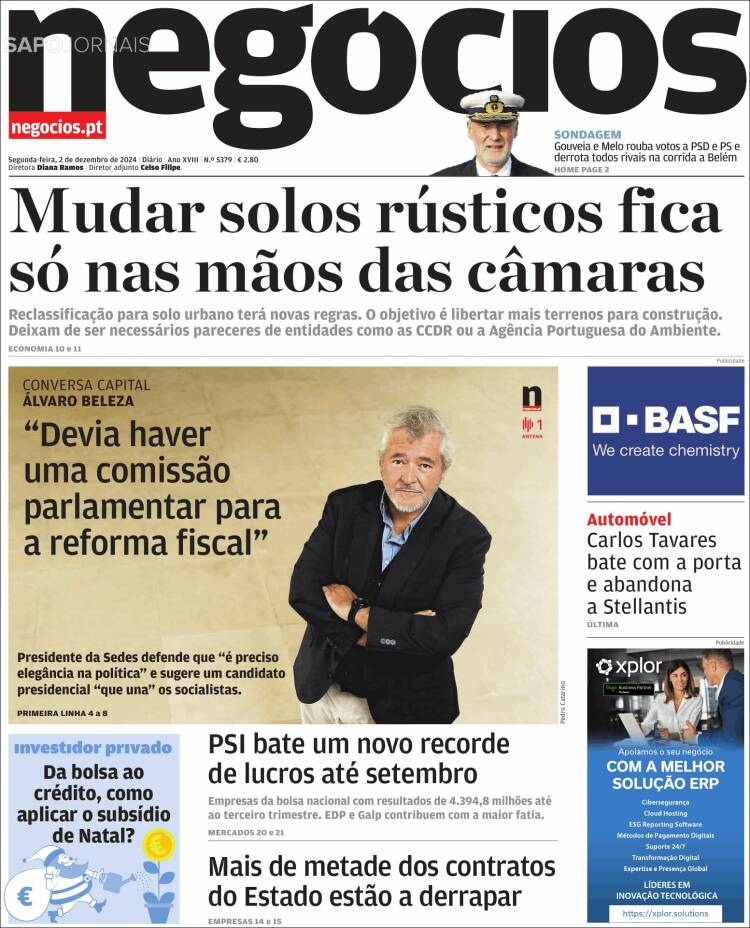 Portada de Jornal de Negócios (Portugal)
