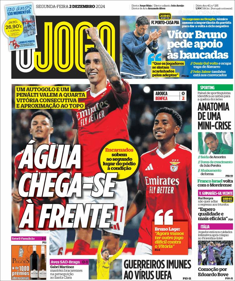 Portada de O Jogo (Portugal)