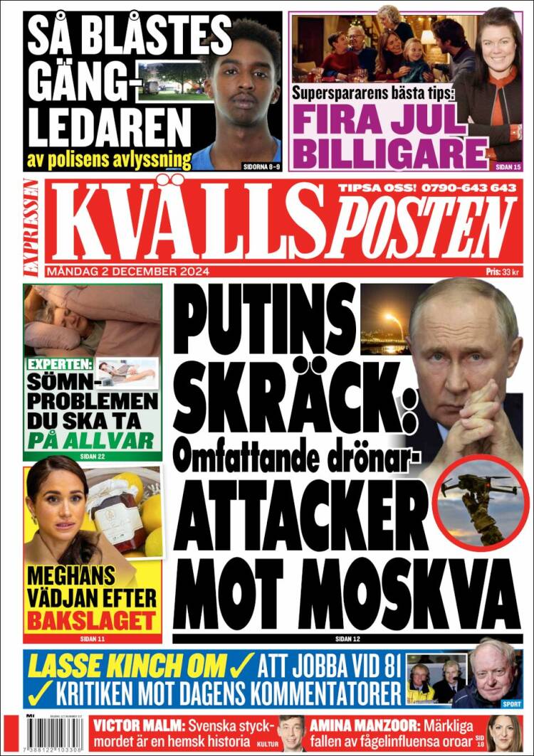 Portada de Kvällsposten (Suecia)