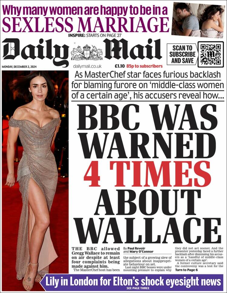 Portada de Daily Mail (Reino Unido)