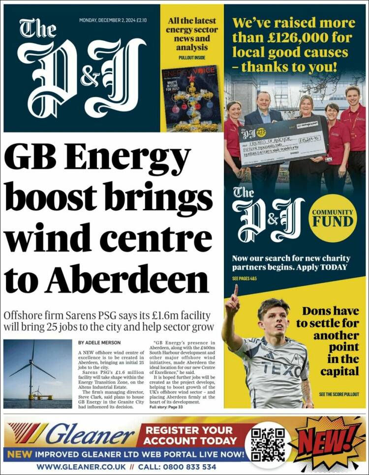 Portada de The Press and Journal (Reino Unido)