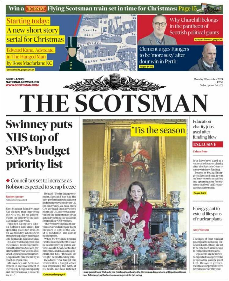 Portada de The Scotsman (Reino Unido)