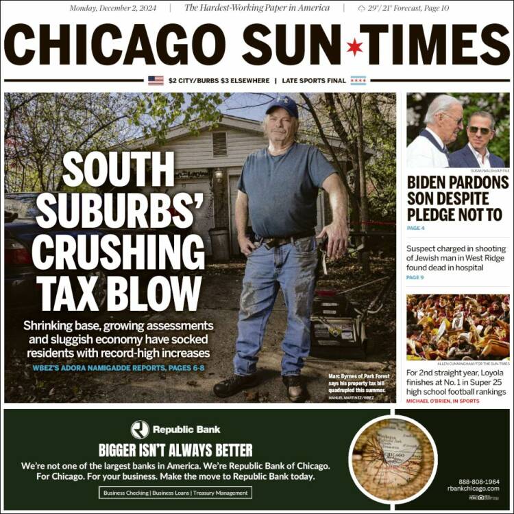 Portada de Chicago Sun-Times (USA)