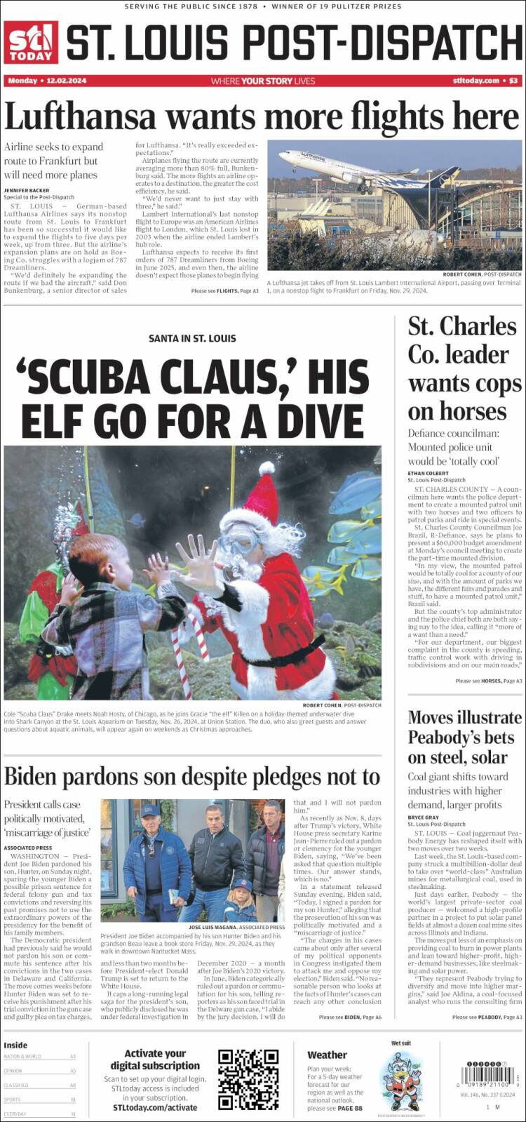 Portada de St. Louis Post-Dispatch (USA)