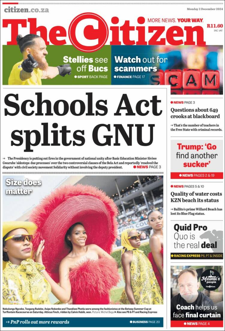 Portada de The Citizen (Sud&aacute;frica)