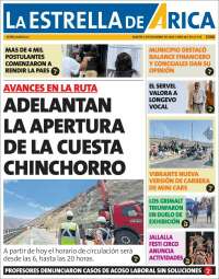 Portada de La Estrella de Arica (Chili)