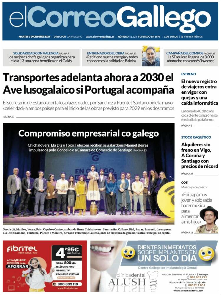 Portada de El Correo Gallego (Espagne)