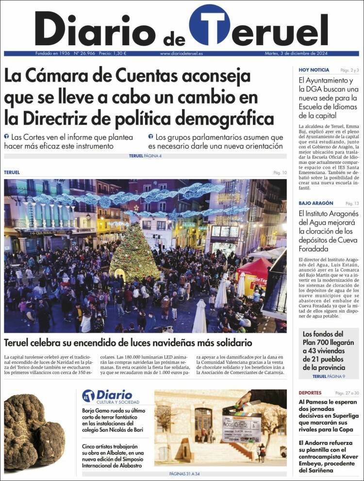 Portada de Diario de Teruel (Espagne)