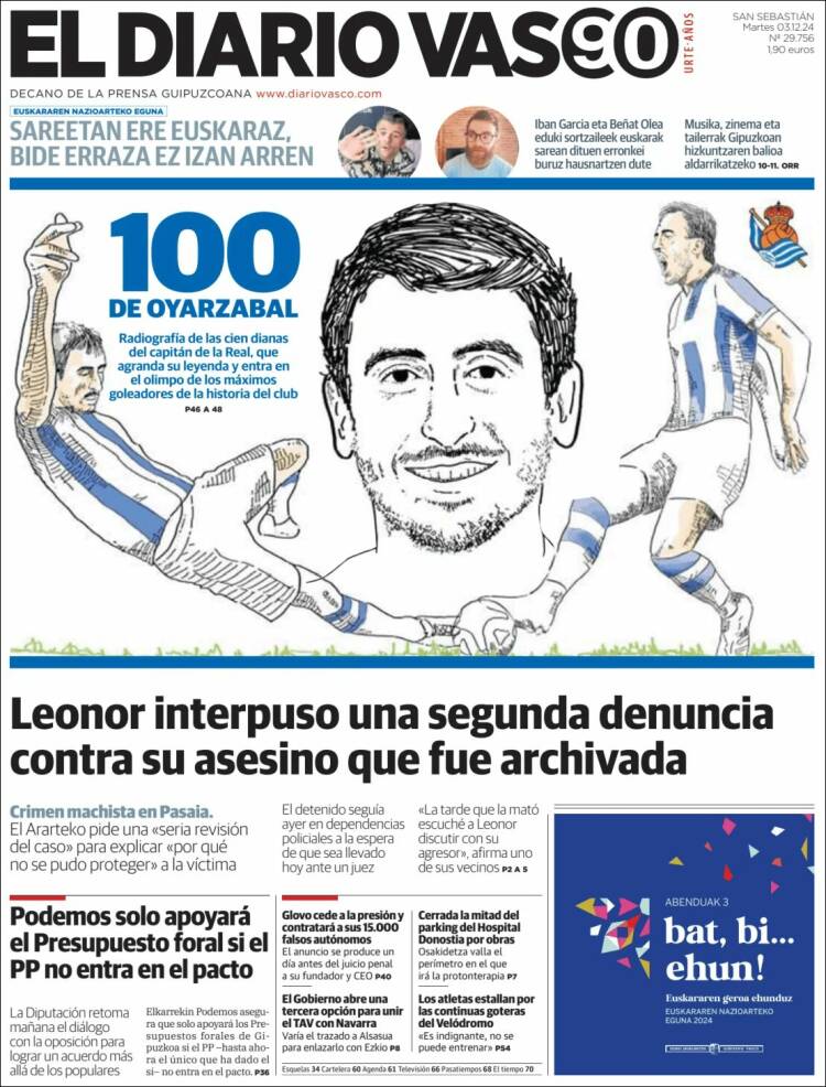 Portada de Diario Vasco (Espagne)