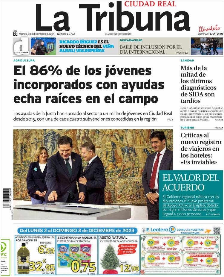 Portada de La Tribuna de Ciudad Real (Espagne)