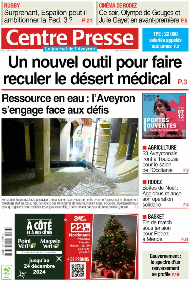 Portada de Centre Presse (France)