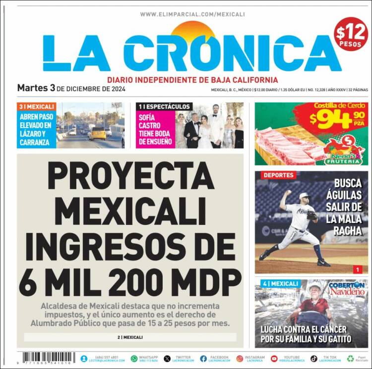 Portada de La Crónica de Baja California (México)