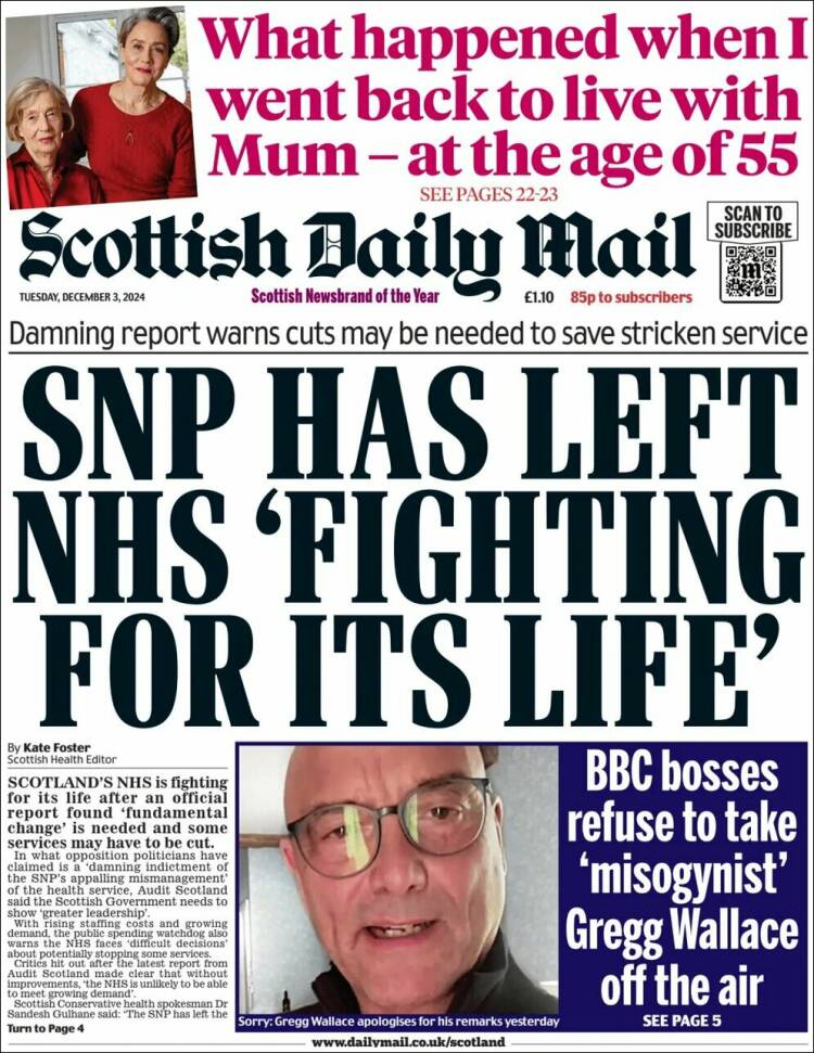 Portada de Scottish Daily Mail (Reino Unido)