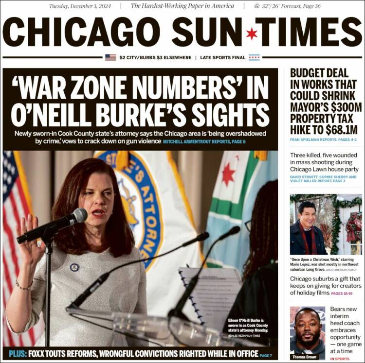 Portada de Chicago Sun-Times (USA)