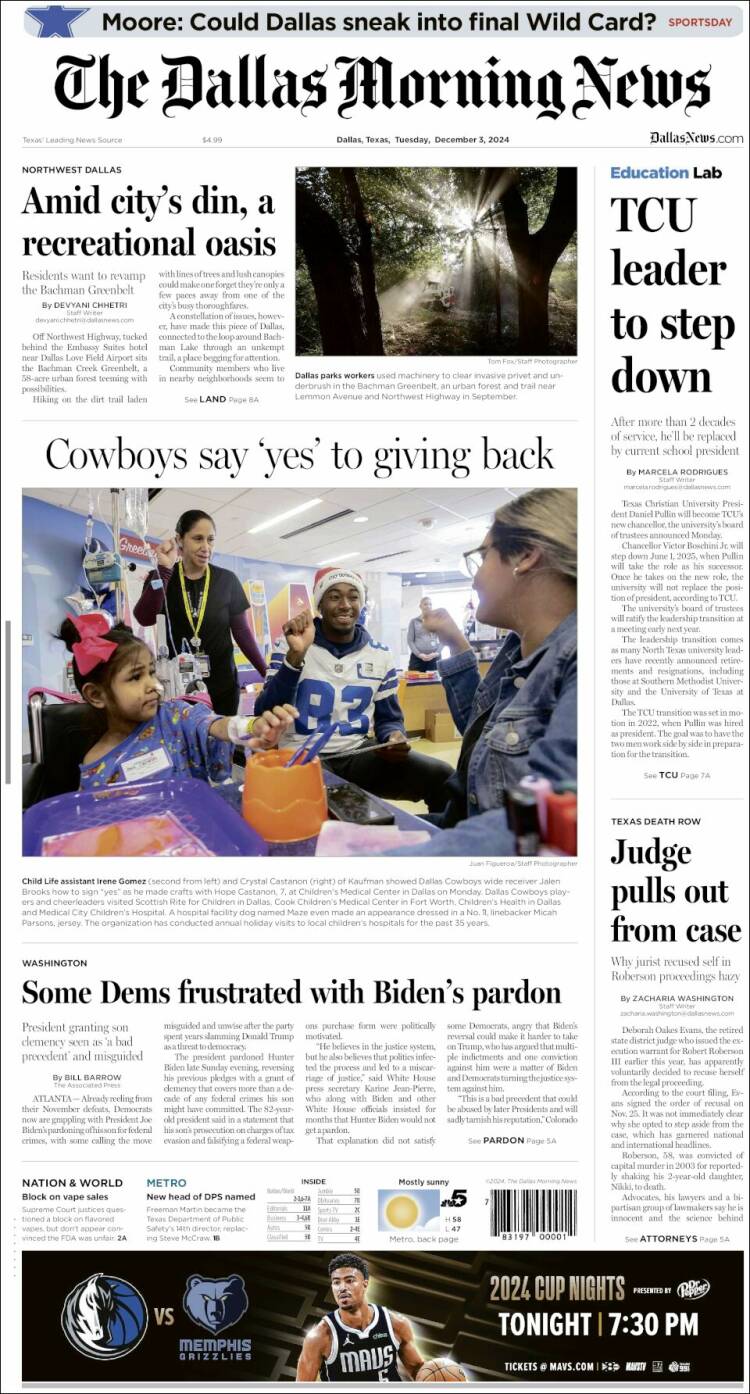 Portada de Dallas Morning News (USA)