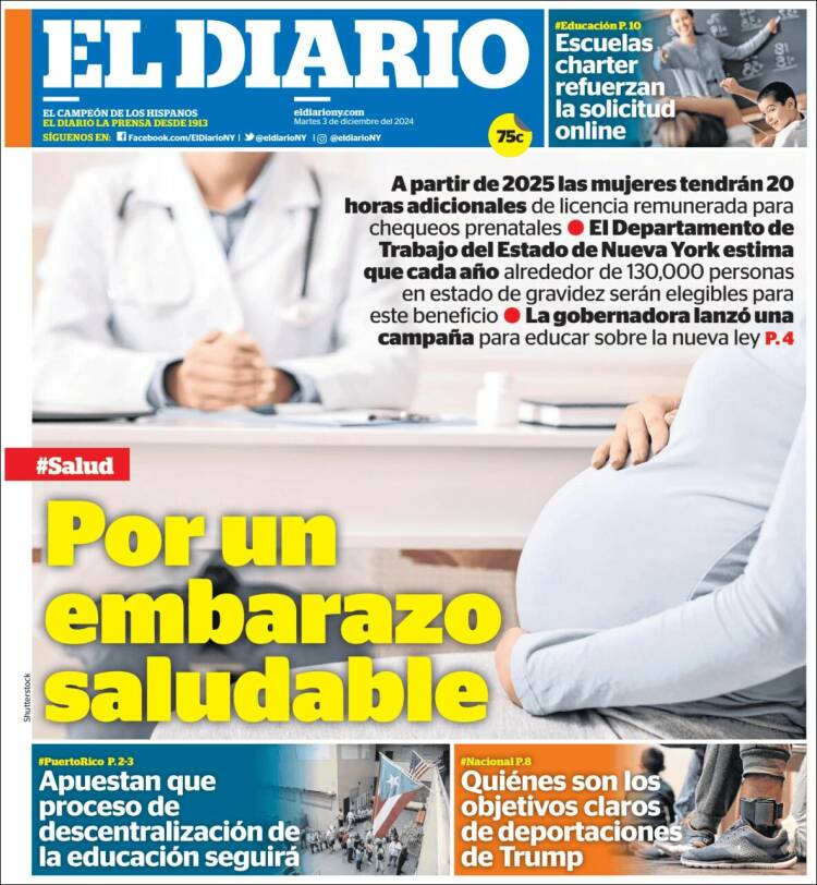 Portada de El Diario NY (USA)