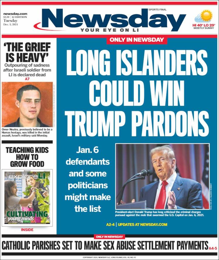 Portada de Newsday (USA)