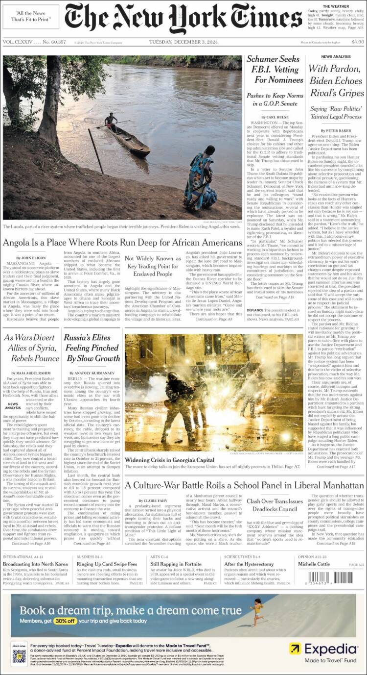 Portada de New York Times (USA)