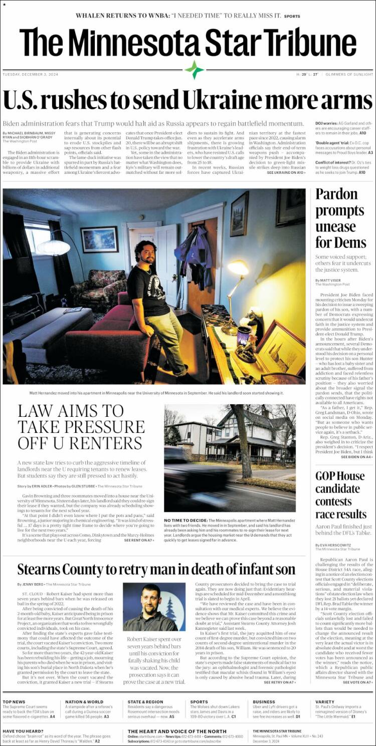 Portada de Star Tribune (USA)