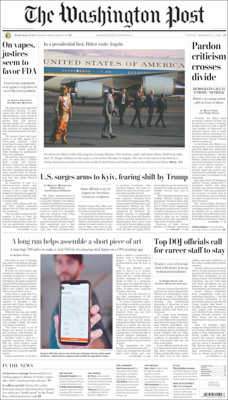 Portada de The Washington Post (USA)