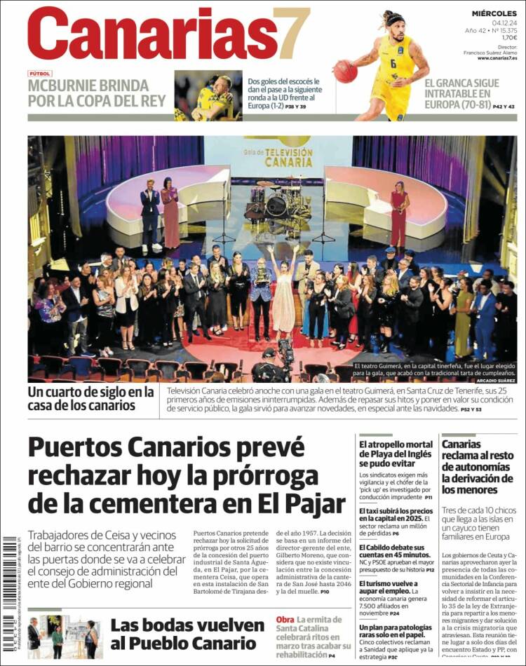 Portada de Canarias 7 (España)