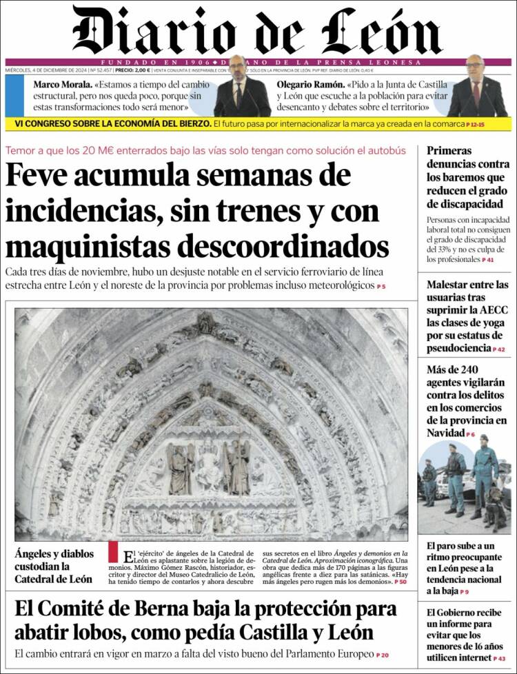 Portada de Diario de León (España)