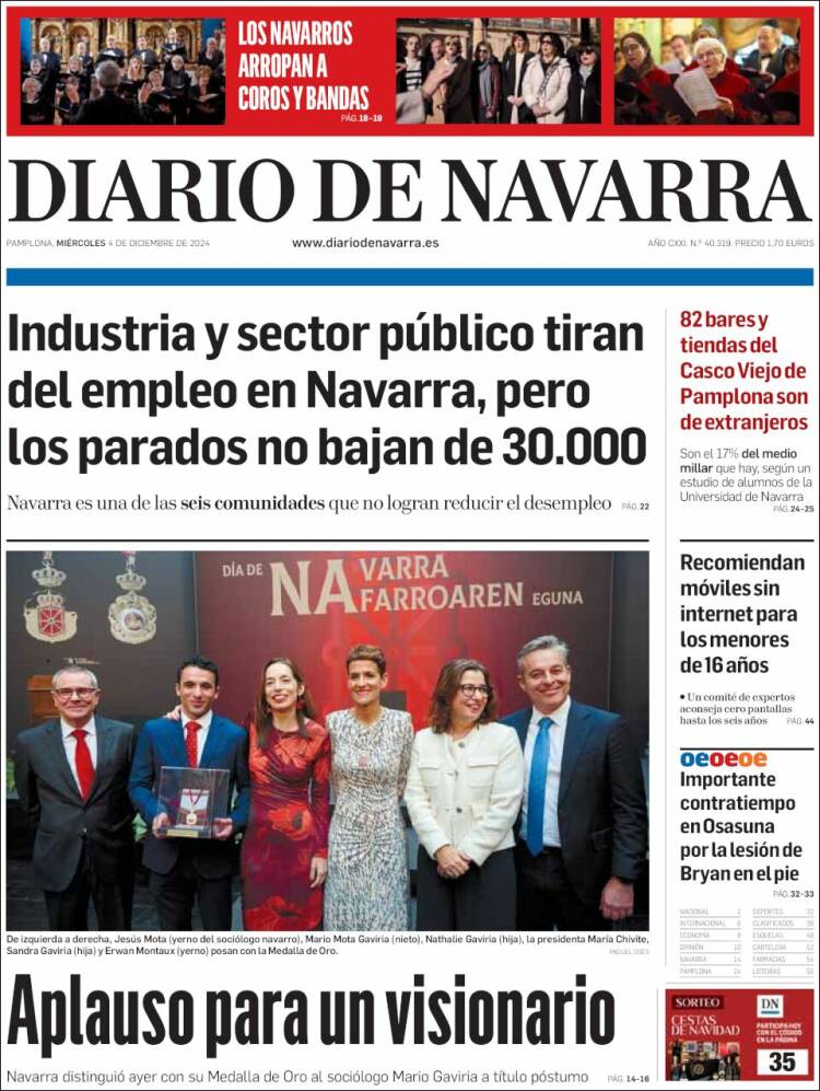 Portada de Diario de Navarra (España)