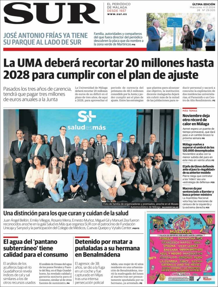 Portada de Diario el Sur (España)