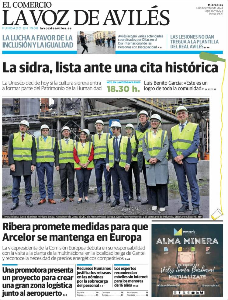 Portada de El Comercio - Avilés (Spain)