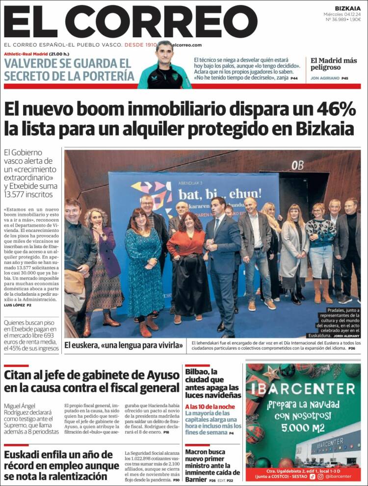 Portada de El Correo (España)