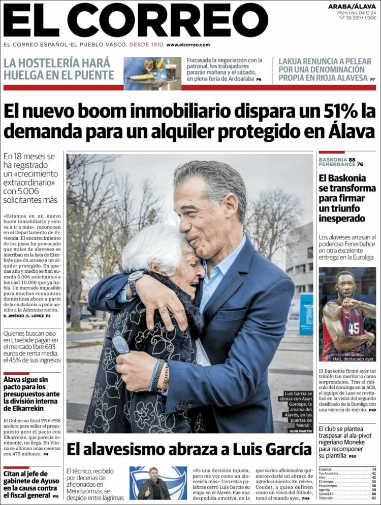 Portada de El Correo - Álava (España)