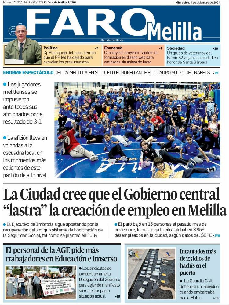 Portada de El Faro de Melilla (España)