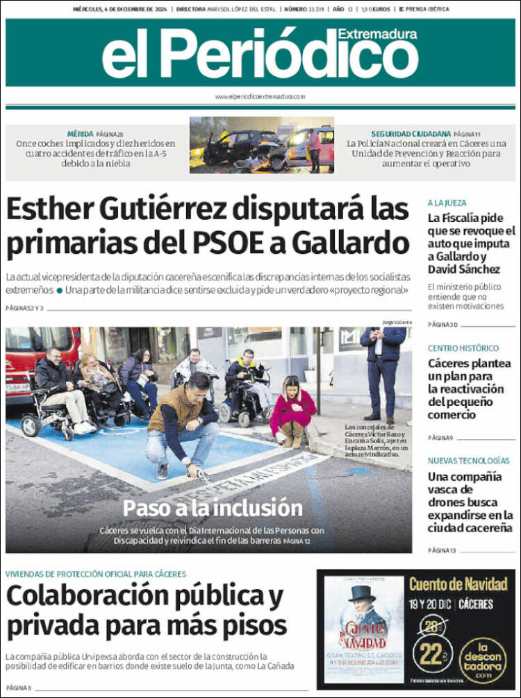 Portada de El Periódico de Extremadura (España)