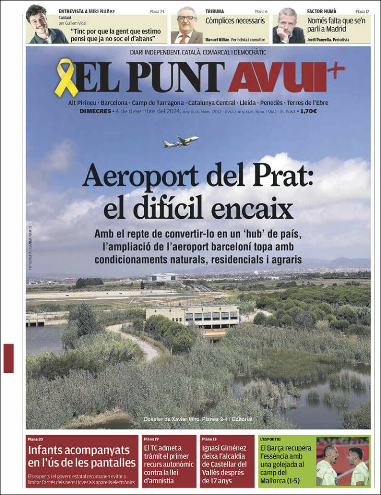 Portada de El Punt Avui (España)