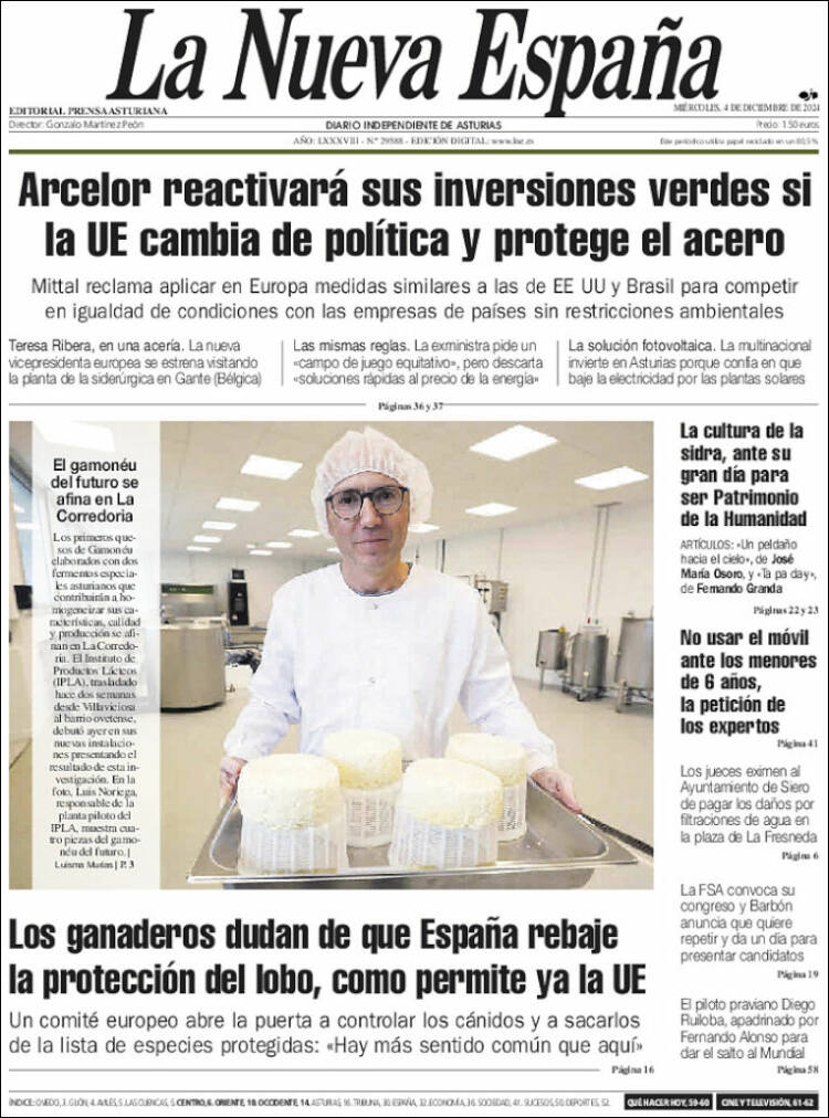 Portada de La Nueva España (España)