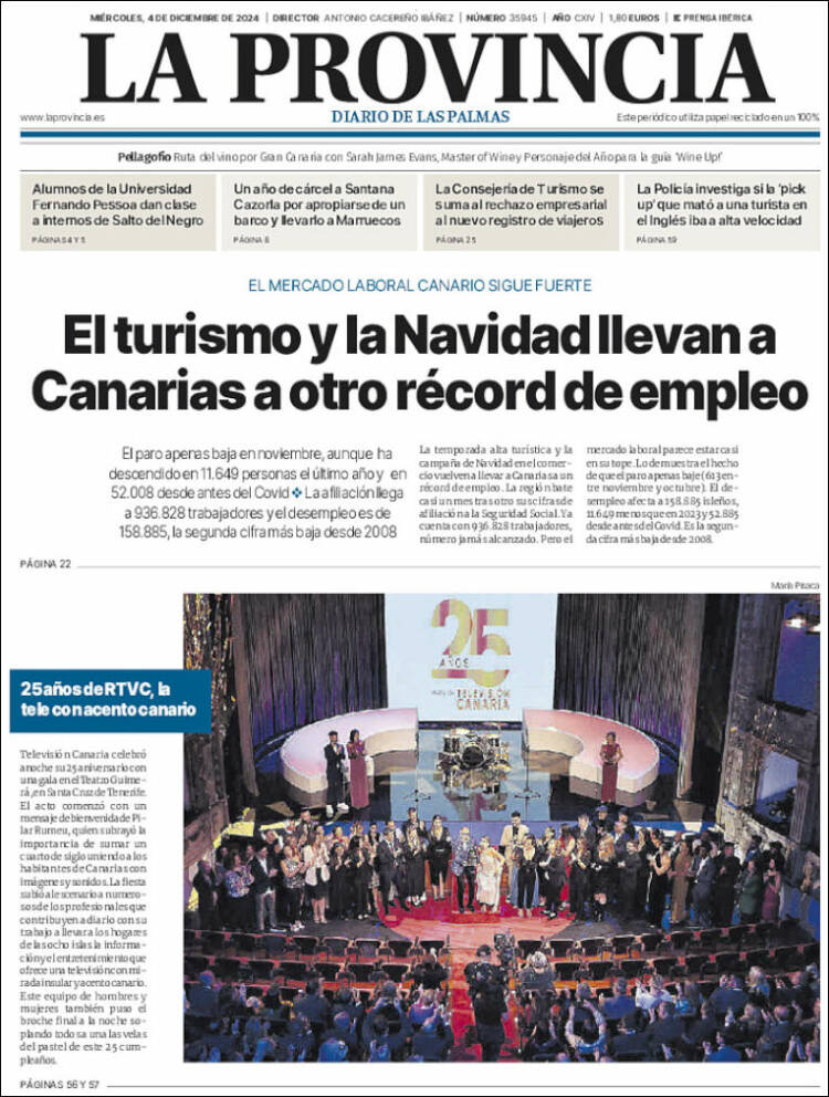 Portada de La Provincia (España)