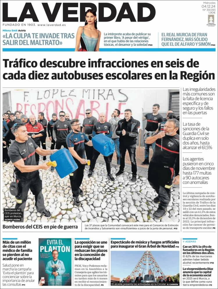 Portada de La Verdad de Murcia (España)