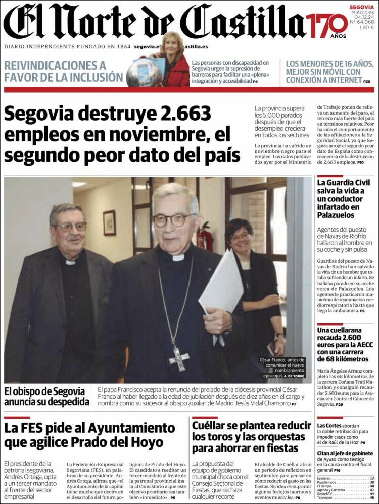 Portada de Norte de Castilla - Segovia (España)