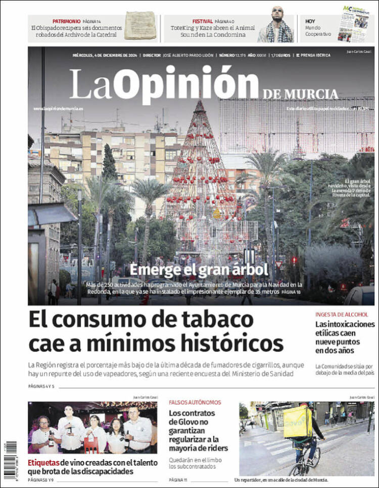 Portada de La Opinión de Murcia (España)