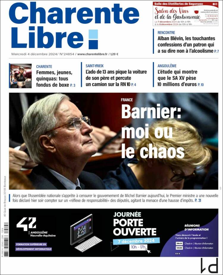 Portada de Charente Libre (Francia)